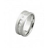 9ct White Gold Wedding Band with Diamond Stones